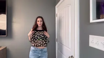 4k No Bra See Through Top Try On!