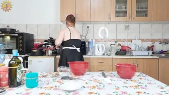 How do you like this maid in the kitchen? Cosplay. Cooking in a mountain village. Mila naturist. #3