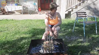 BBQ. Meat on fire. Cooking on fire. Cooking in a mountain village. Mila naturist. #7