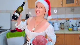 New Year's recipe. Veal in red wine. Great taste. Mila naturist. Kitchen.