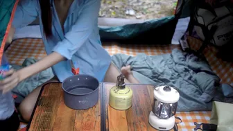 YOUNG GIRL SOLO CAMPING IN HEAVY RAIN AND BATH IN BEAUTIFUL WATERFALL #7