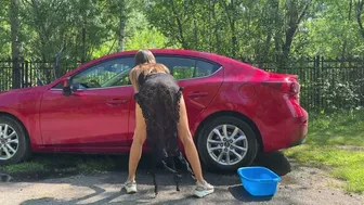 Washing a Car in a Transparent Dress Part 2