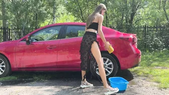 Washing a Car in a Transparent Dress Part 2 #2