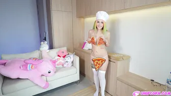 *No bra no panties* ♥️♥️ An Edible Pizza Costume for a Party with Friends ♥️♥️ #10