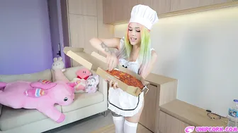 *No bra no panties* ♥️♥️ An Edible Pizza Costume for a Party with Friends ♥️♥️ #6