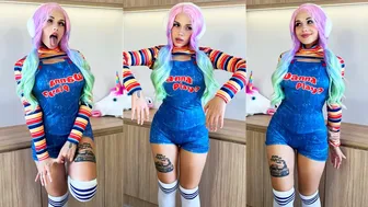 *No bra, No panties* ♥️♥️ Chucky Tight Halloween Outfit ☠️ [Underwear Introduction] #1