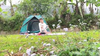 BEAUTIFUL GIRL CAMPING ON THE BANK OF A STREAM - BATHING IN THE STREAM AND ENJOYING COFFEE #4