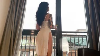 4K CLEANING TRANSPARENT WINDOWS | Jade Agnello in White dress #10