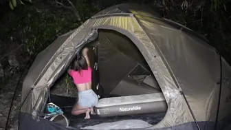 SOLO GIRL CAMPING in the forest - RELAXING in the waterfalls , cooking , swimming , overnight ALONE #8