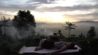 CAMPING in the TEA HILLS with BEAUTIFUL VIEWS IN TENT , RELAXING SATISFYING - MORNING YOGA PRACTICE #10