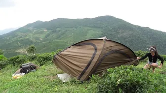 CAMPING in the TEA HILLS with BEAUTIFUL VIEWS IN TENT , RELAXING SATISFYING - MORNING YOGA PRACTICE #2