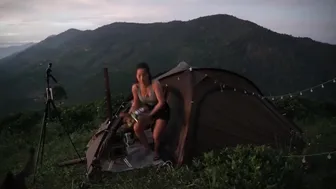 CAMPING in the TEA HILLS with BEAUTIFUL VIEWS IN TENT , RELAXING SATISFYING - MORNING YOGA PRACTICE #8