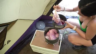 YOUNG GIRL SOLO CAMPING in the HEAVY RAIN - RELAXING in COZY TENT with SOUND OF RAIN #4