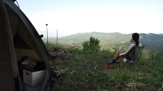 CAMPING in the HILLS with BEAUTIFUL VIEWS IN TENT , RELAXING SATISFYING - MORNING YOGA PRACTICE #3