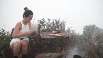 ALONE GIRL SOLO CAMPING on the mountain top - RELAXING SATISFYING - SOPHIA ADVENTURES #8