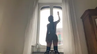 (4k) CLEANING WINDOWS | TRANSPARENT DRESS #5