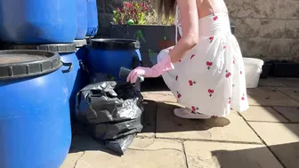 ASMR Sweeping, Gardening In The Sun - Outdoor Yard Chores Housewife Outside Cleaning #3