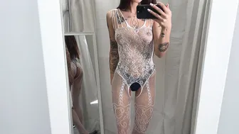 [4K] See-through Try On Haul Transparent clothes in Fitting room #9