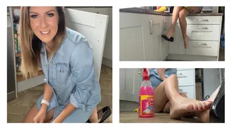 ASMR Cleaning No Talking - Spraying Scrubbing Wiping Kitchen Cupboards - Housewife Cleaning Kitchen #1