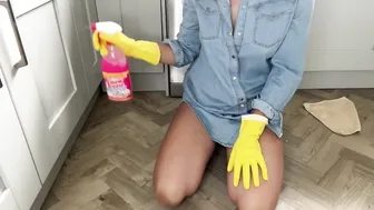 ASMR Cleaning No Talking - Spraying Scrubbing Wiping Kitchen Cupboards - Housewife Cleaning Kitchen #9