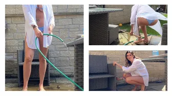 Garden Chores 4K Bikini Cleaning Clean With Me Sweeping Scrubbing The Patio