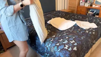 ASMR Changing The Bed Sheets and Making The Bed - With Explanations #10