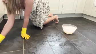 ASMR Sweeping and Hand Washing My Floor - Clean WIth Me #7