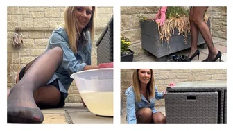 Outdoor Cleaning - Chores Outside - Cleaning Garden Furniture, Weeding Garden Housewife Chores