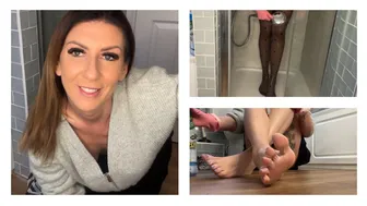 ASMR Shower Scrubbing Housewife Chores Wet Pantyhose! #1