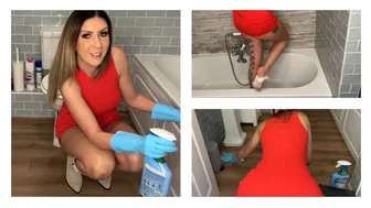 ASMR Cleaning No Talking Cleaning The Bathroom Scrubbing Sounds - Housewife Cleaning Chores