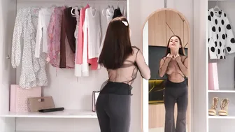 [4K]Fully Transparent Haul 2024 | See through clothes with Olya | black tshirt and white sweeter #4