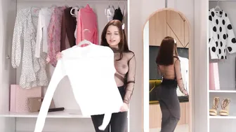 [4K]Fully Transparent Haul 2024 | See through clothes with Olya | black tshirt and white sweeter #6