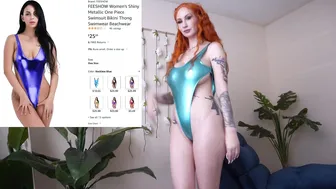 Micro Monday: Metallic Blue One Piece Swim Suit Try On Haul #8