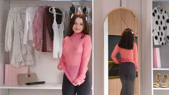 [4K]Fully Transparent Haul 2024 | See through clothes with Olya | Rose transparent sweater #1