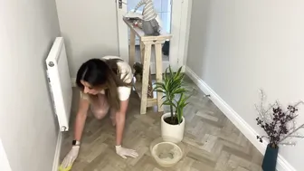 ASMR Hand Washing The Floor - Housewife Bending To Clean - Hot Mum Cleaning #4