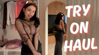 [4K]Fully Transparent Haul 2024 | See through clothes with Olya | Black Tshirt