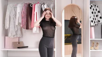 [4K]Fully Transparent Haul 2024 | See through clothes with Olya | Black Tshirt #4