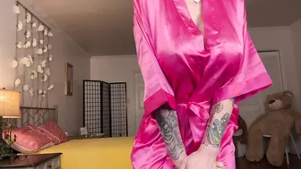 ♥️♥️ Pink Satin Robe Try On From Amazon ♥️♥️ #9