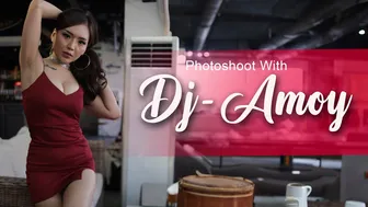 Photoshoot with DJ-AMOY | Model cantik ini tambah cantik mengunakan setdress merah