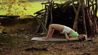 yoga in front of my self-built forest hut ♥️♥️ #7