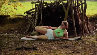 yoga in front of my self-built forest hut ♥️♥️ #8