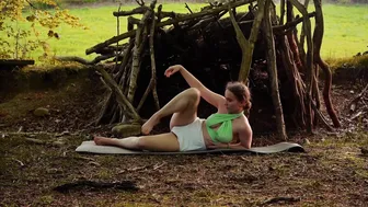 yoga in front of my self-built forest hut ♥️♥️ #9