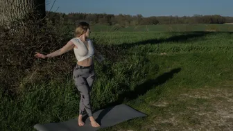 stretching on a cold spring evening