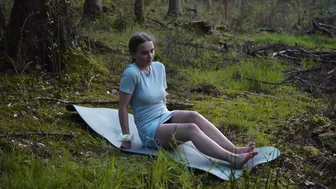 YOGA IN A GREY TIGHT DRESS #4