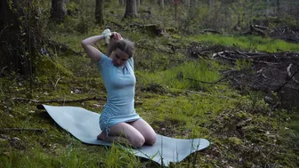 YOGA IN A GREY TIGHT DRESS #6