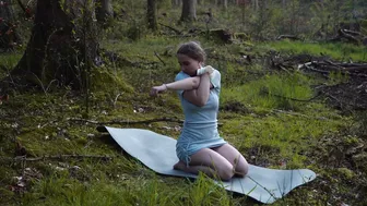 YOGA IN A GREY TIGHT DRESS #7