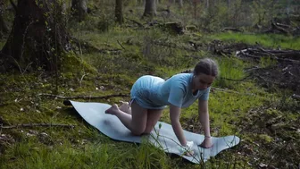 YOGA IN A GREY TIGHT DRESS #8