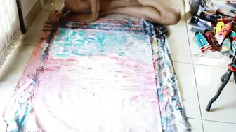 Abstract Live Painting Timelapse - Creating "Magic" Sunrise Artwork from Bali with Acrylic Paint #10