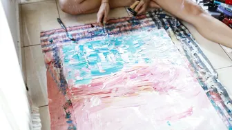 Abstract Live Painting Timelapse - Creating "Magic" Sunrise Artwork from Bali with Acrylic Paint #5