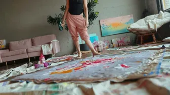 "Black Bunny Ears" Music Video - Painting in Art Studio on Giant Canvas #1